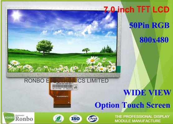 High Brightness 7” 800*480 Industrial LCD Screen Display 50pin RGB Interface For Outdoor Products