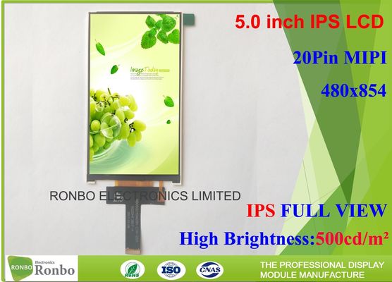 Customizable 5.0 Inch Cell Phone LCD Display High Resolution 480 * 854 Pixels