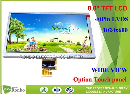 LVDS Interface Industrial LCD Panel High Brightness ZJ080NA - 08A 8.0 Inch 1024 * 600
