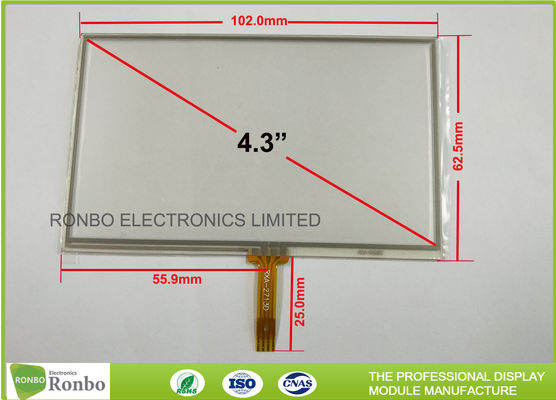 4.3 Inch 4 Wire Touch Panel , Soldering Type FPC Connector Industrial Touch Panel