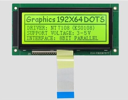 192*64 Character Graphics Dot Matrix LCD Display Module Yellow Green / Blue White
