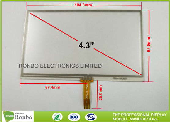 Resistive 4 Wire 4.3” Touch Screen Display Panel With Anti - Glare / Hard Coating