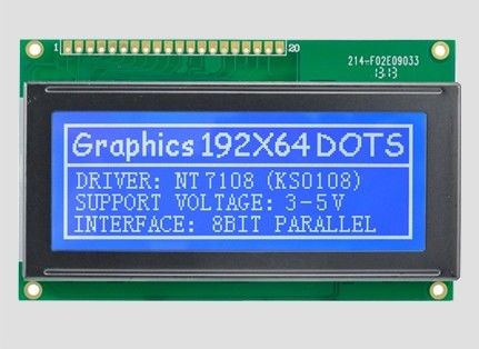 192*64 Dot Matrix STN LCD Module 20pin 8-Bit Parallel For Industrial Medical